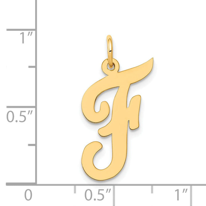 Lovely Rita's Pendants & Charms 14K Yellow Gold Large Size Fancy Script Design Letter F Initial Pendant