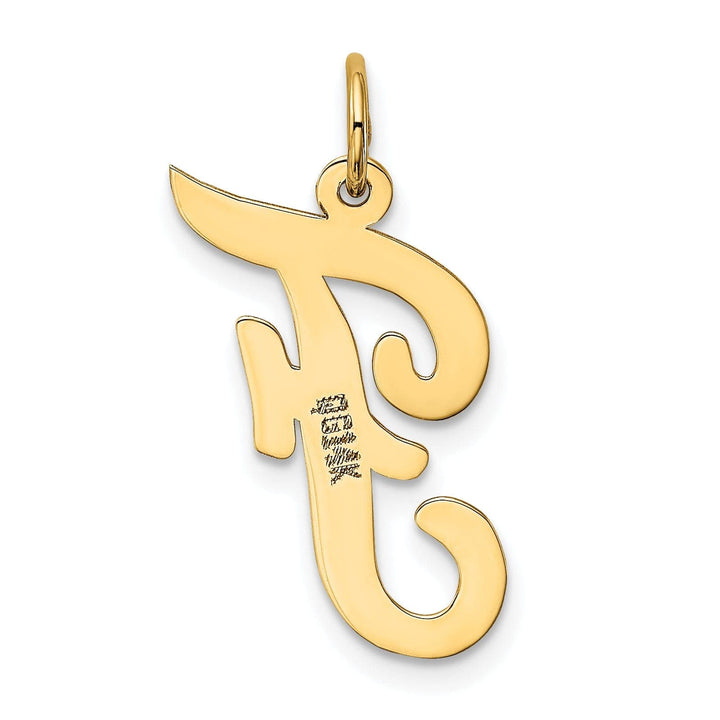 Lovely Rita's Pendants & Charms 14K Yellow Gold Large Size Fancy Script Design Letter F Initial Pendant