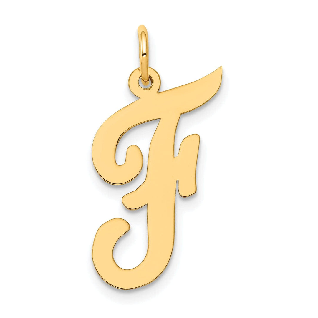 Lovely Rita's Pendants & Charms 14K Yellow Gold Large Size Fancy Script Design Letter F Initial Pendant