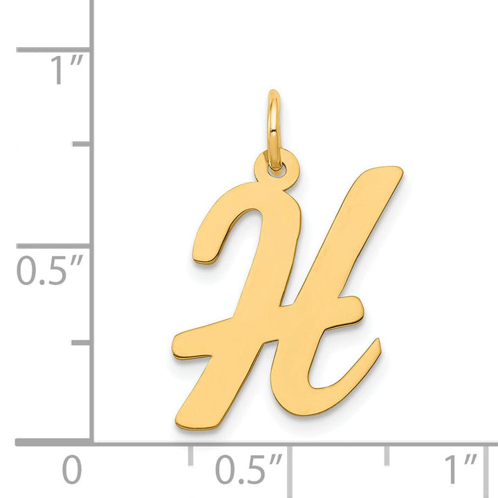 Lovely Rita's Pendants & Charms 14K Yellow Gold Large Size Fancy Script Design Letter H Initial Pendant