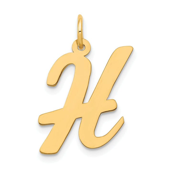 Lovely Rita's Pendants & Charms 14K Yellow Gold Large Size Fancy Script Design Letter H Initial Pendant
