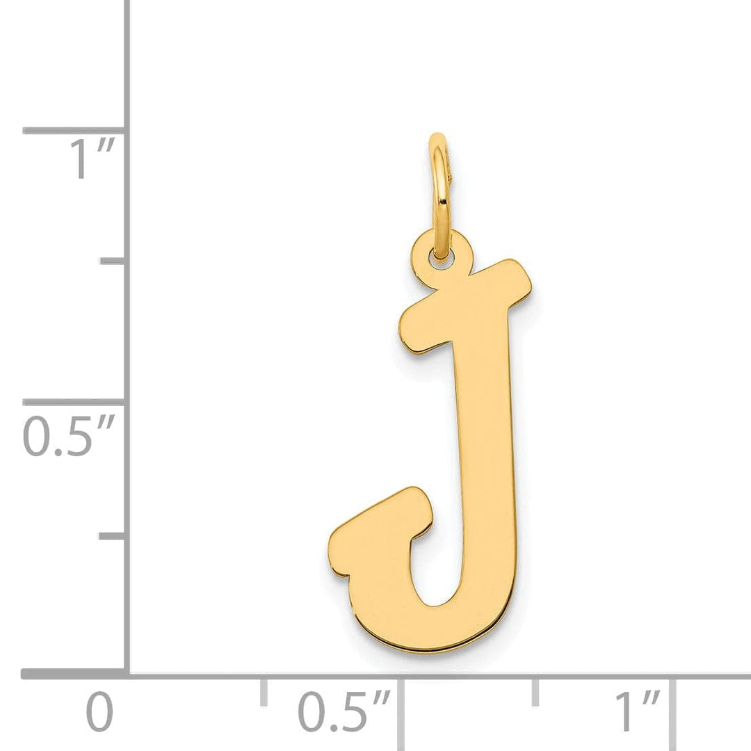 Lovely Rita's Pendants & Charms 14K Yellow Gold Large Size Fancy Script Design Letter J Initial Pendant
