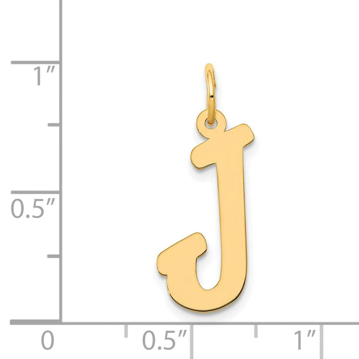 Lovely Rita's Pendants & Charms 14K Yellow Gold Large Size Fancy Script Design Letter J Initial Pendant
