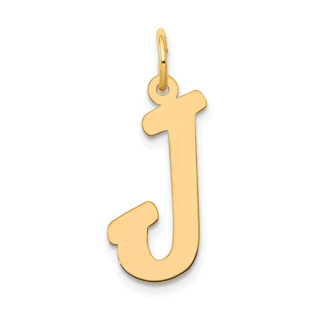 Lovely Rita's Pendants & Charms 14K Yellow Gold Large Size Fancy Script Design Letter J Initial Pendant