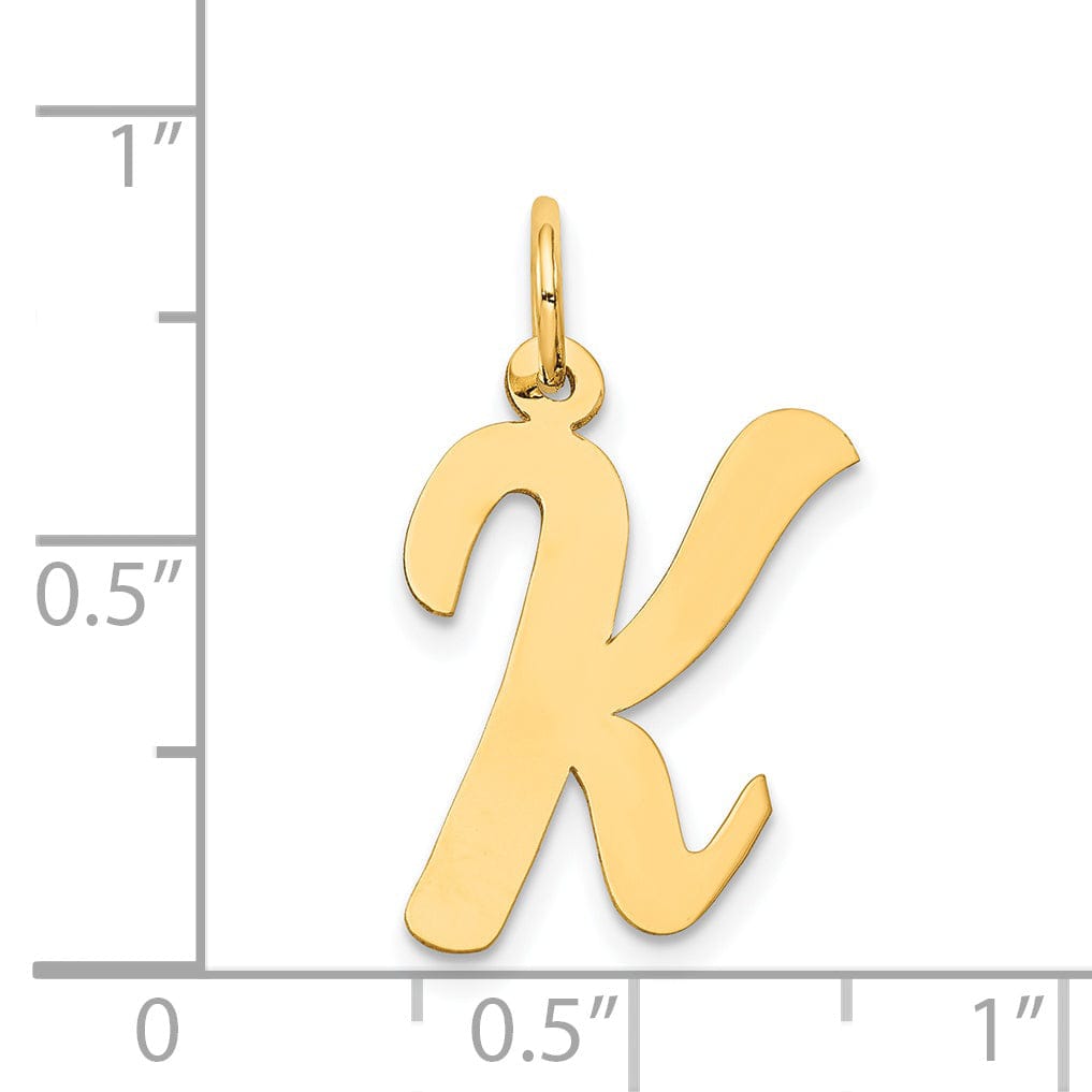 Lovely Rita's Pendants & Charms 14K Yellow Gold Large Size Fancy Script Design Letter K Initial Pendant