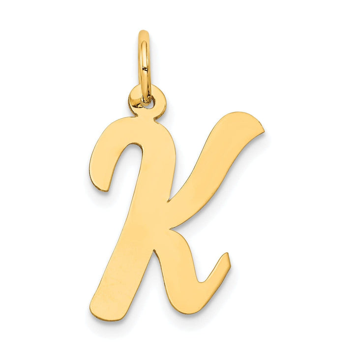 Lovely Rita's Pendants & Charms 14K Yellow Gold Large Size Fancy Script Design Letter K Initial Pendant