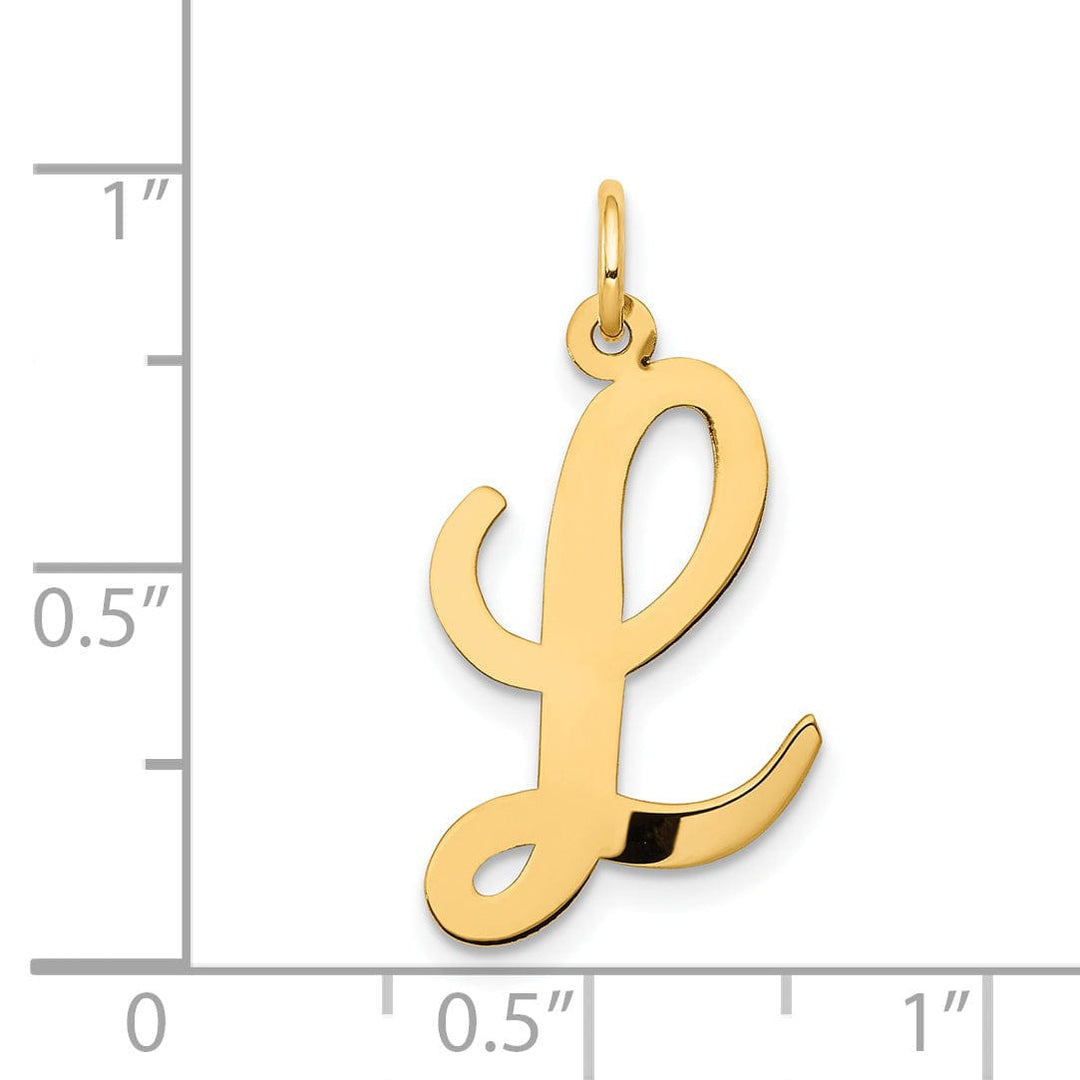 Lovely Rita's Pendants & Charms 14K Yellow Gold Large Size Fancy Script Design Letter L Initial Pendant