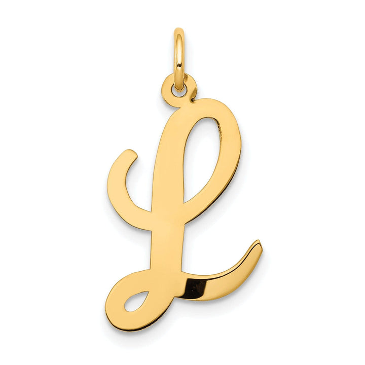 Lovely Rita's Pendants & Charms 14K Yellow Gold Large Size Fancy Script Design Letter L Initial Pendant