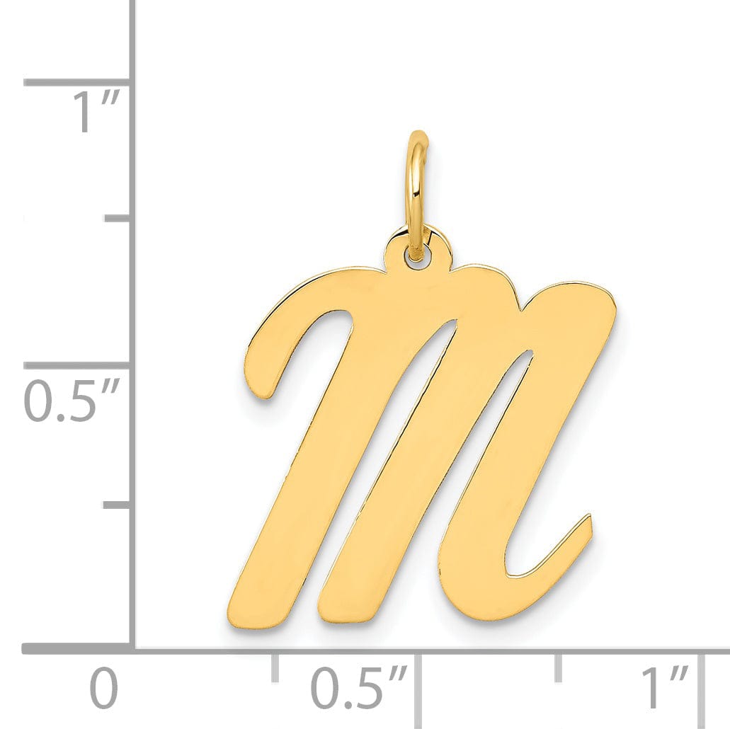 Lovely Rita's Pendants & Charms 14K Yellow Gold Large Size Fancy Script Design Letter M Initial Pendant