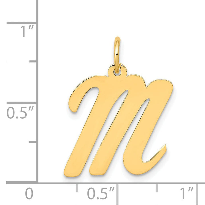 Lovely Rita's Pendants & Charms 14K Yellow Gold Large Size Fancy Script Design Letter M Initial Pendant