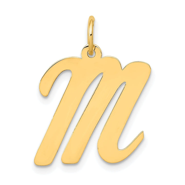 Lovely Rita's Pendants & Charms 14K Yellow Gold Large Size Fancy Script Design Letter M Initial Pendant