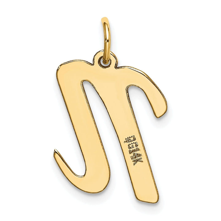Lovely Rita's Pendants & Charms 14K Yellow Gold Large Size Fancy Script Design Letter N Initial Pendant