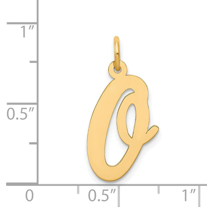 Lovely Rita's Pendants & Charms 14K Yellow Gold Large Size Fancy Script Design Letter O Initial Pendant