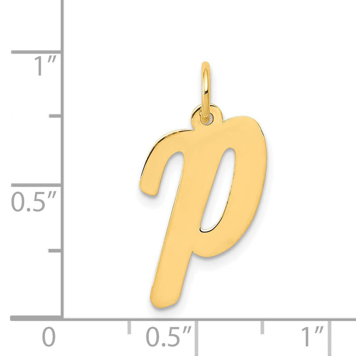 Lovely Rita's Pendants & Charms 14K Yellow Gold Large Size Fancy Script Design Letter P Initial Pendant