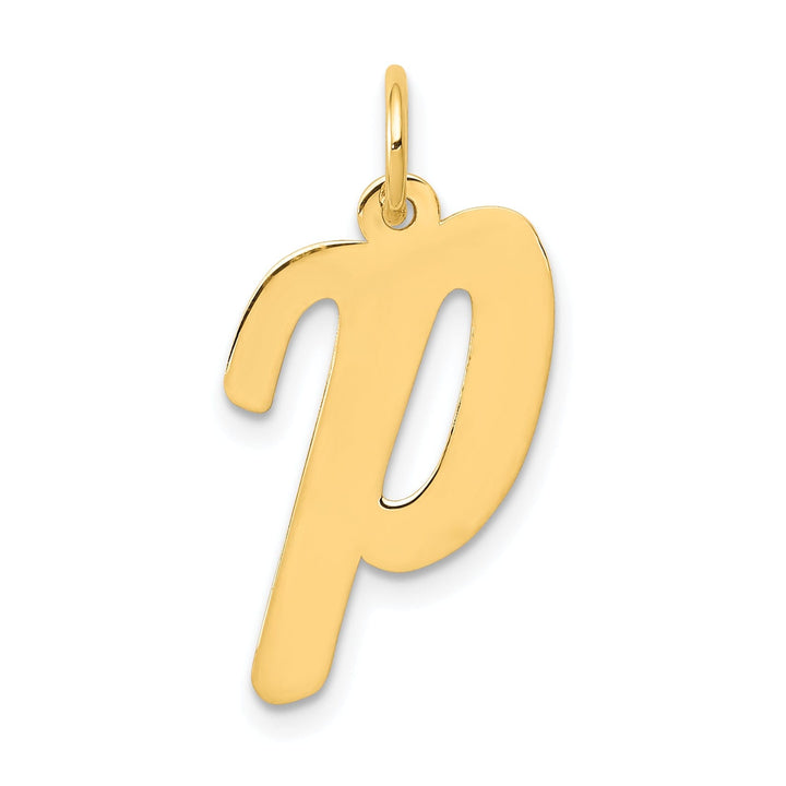 Lovely Rita's Pendants & Charms 14K Yellow Gold Large Size Fancy Script Design Letter P Initial Pendant