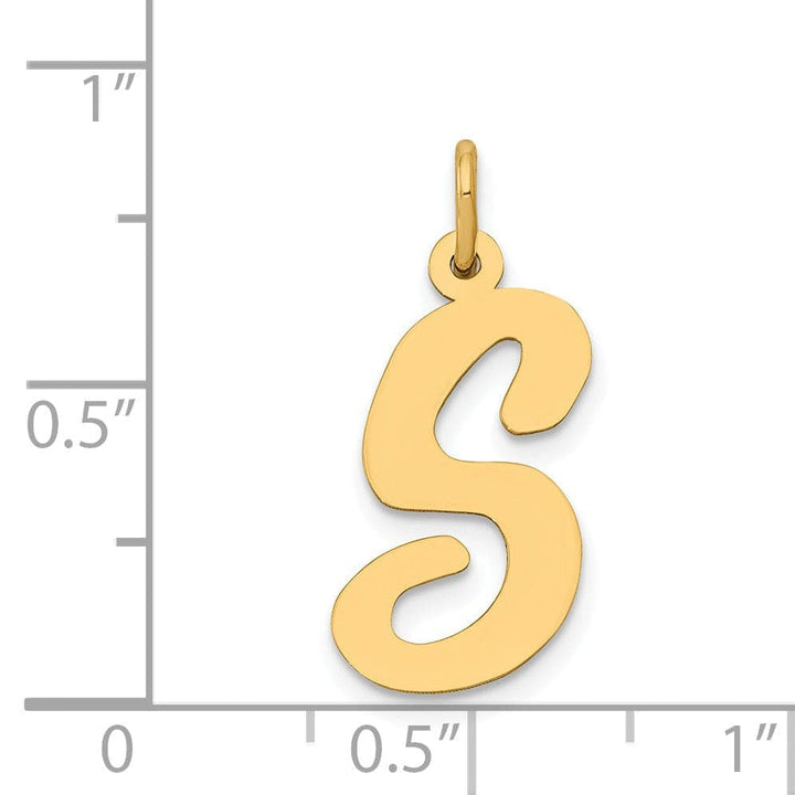 Lovely Rita's Pendants & Charms 14K Yellow Gold Large Size Fancy Script Design Letter S Initial Pendant