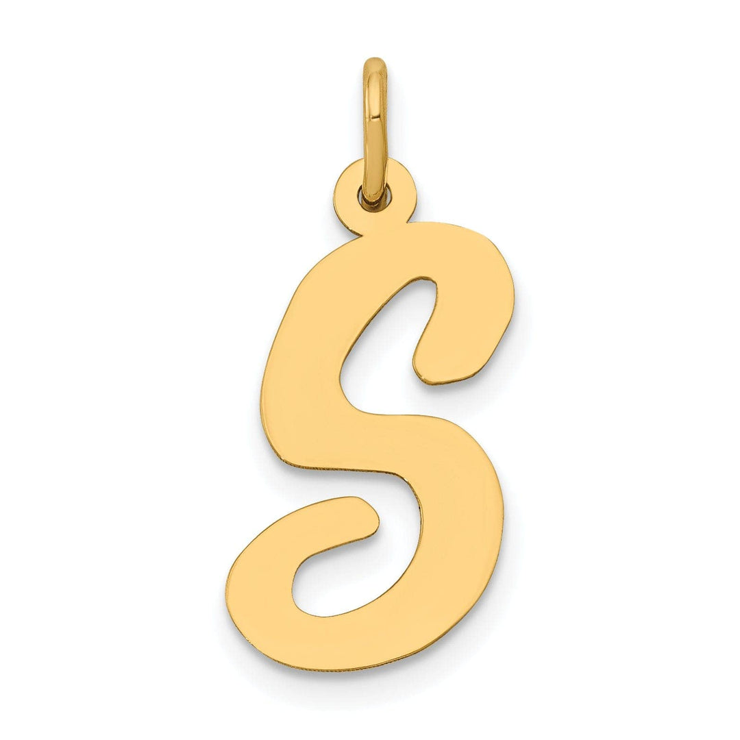 Lovely Rita's Pendants & Charms 14K Yellow Gold Large Size Fancy Script Design Letter S Initial Pendant