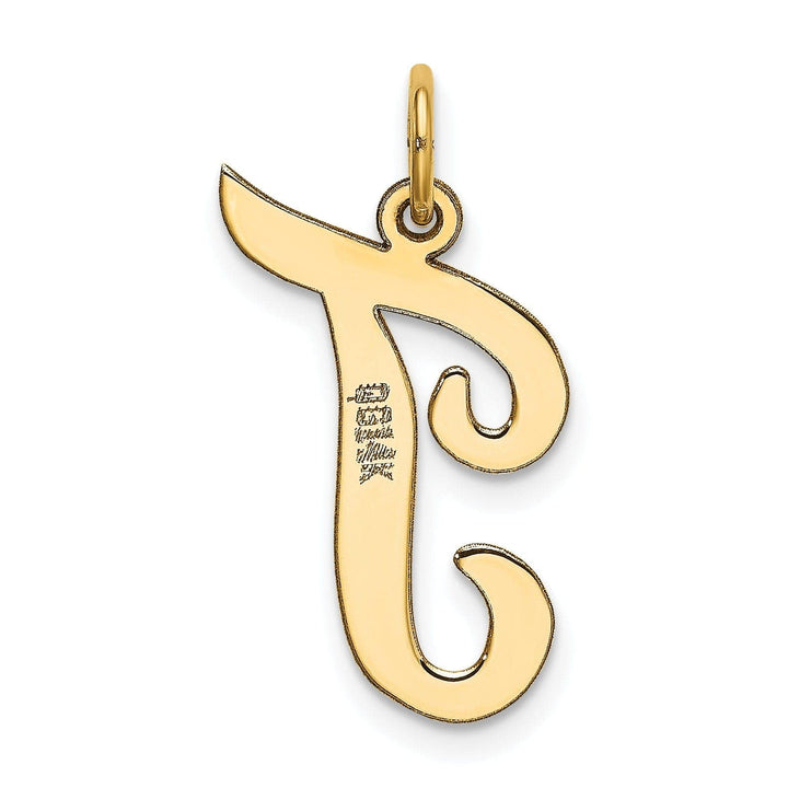 Lovely Rita's Pendants & Charms 14K Yellow Gold Large Size Fancy Script Design Letter T Initial Pendant