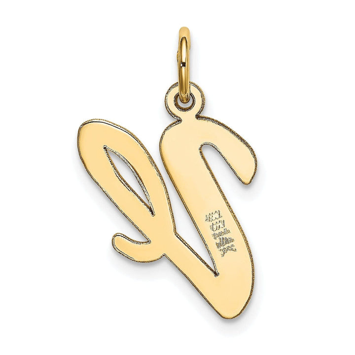 Lovely Rita's Pendants & Charms 14K Yellow Gold Large Size Fancy Script Design Letter V Initial Pendant