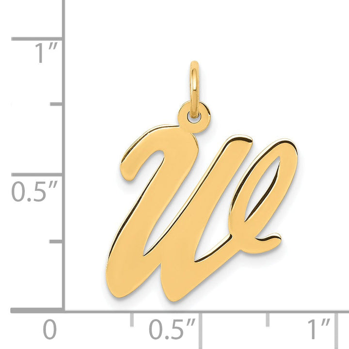 Lovely Rita's Pendants & Charms 14K Yellow Gold Large Size Fancy Script Design Letter W Initial Pendant