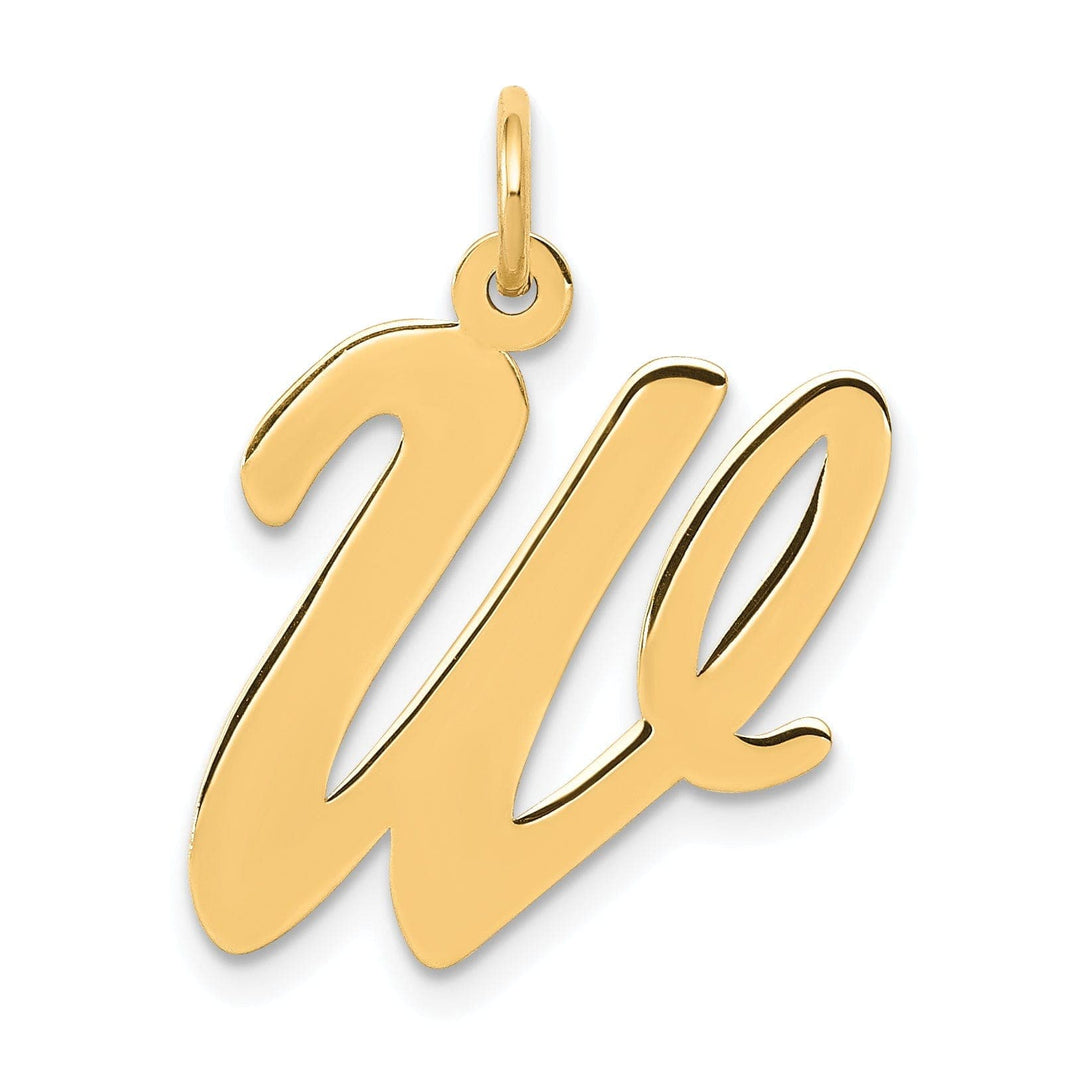 Lovely Rita's Pendants & Charms 14K Yellow Gold Large Size Fancy Script Design Letter W Initial Pendant