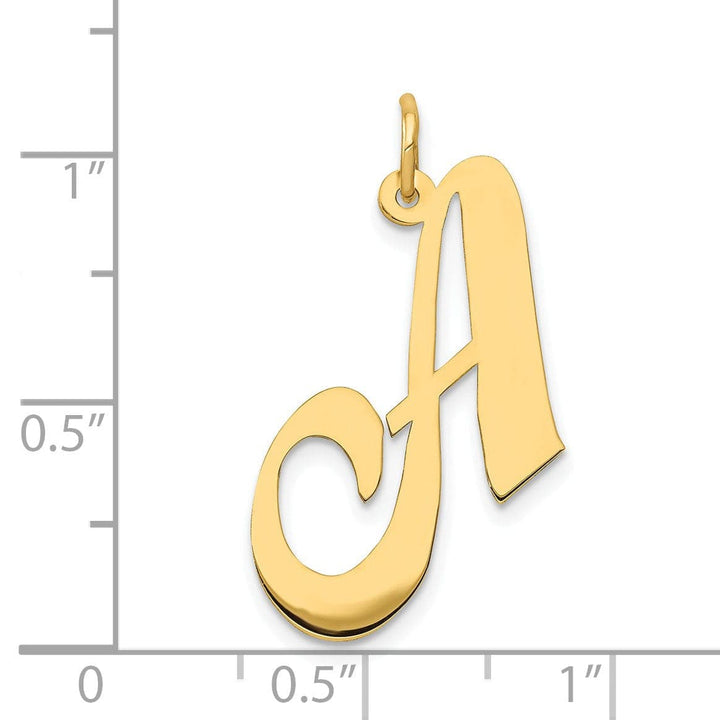 Lovely Rita's Pendants & Charms 14K Yellow Gold Large Size Fancy Script Letter A Initial Charm Pendant