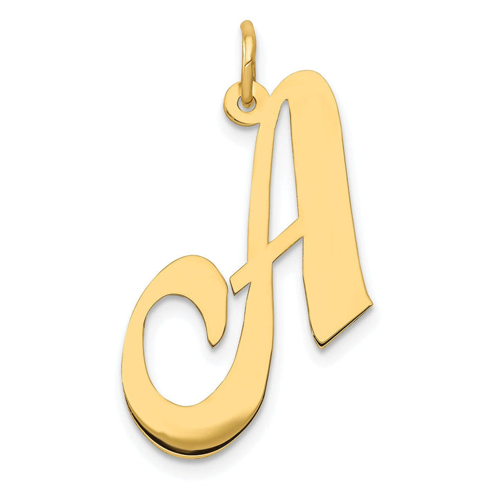 Lovely Rita's Pendants & Charms 14K Yellow Gold Large Size Fancy Script Letter A Initial Charm Pendant