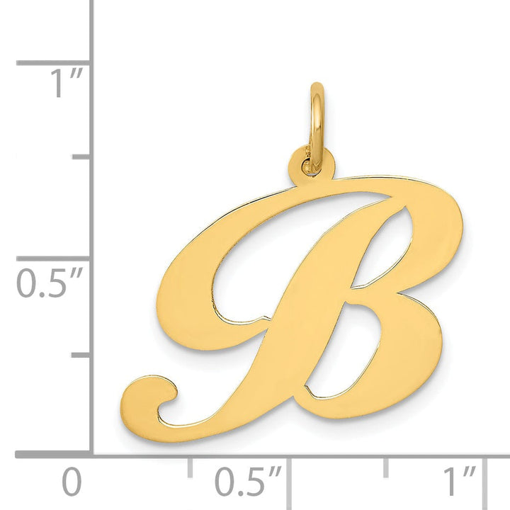 Lovely Rita's Pendants & Charms 14K Yellow Gold Large Size Fancy Script Letter B Initial Charm Pendant