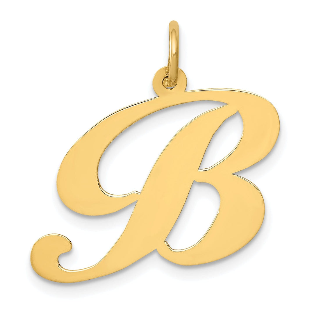 Lovely Rita's Pendants & Charms 14K Yellow Gold Large Size Fancy Script Letter B Initial Charm Pendant