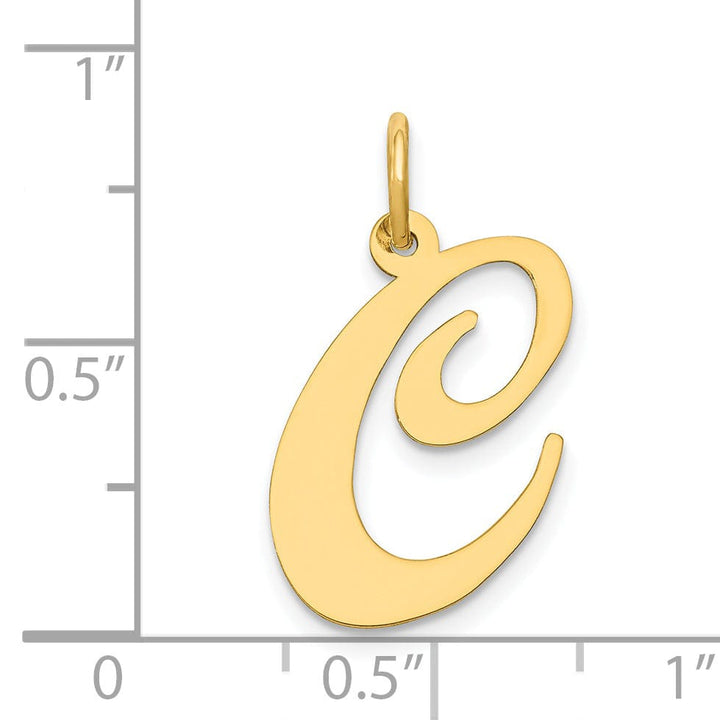 Lovely Rita's Pendants & Charms 14K Yellow Gold Large Size Fancy Script Letter C Initial Charm Pendant