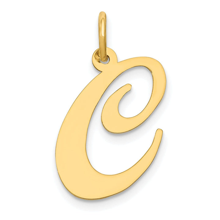 Lovely Rita's Pendants & Charms 14K Yellow Gold Large Size Fancy Script Letter C Initial Charm Pendant