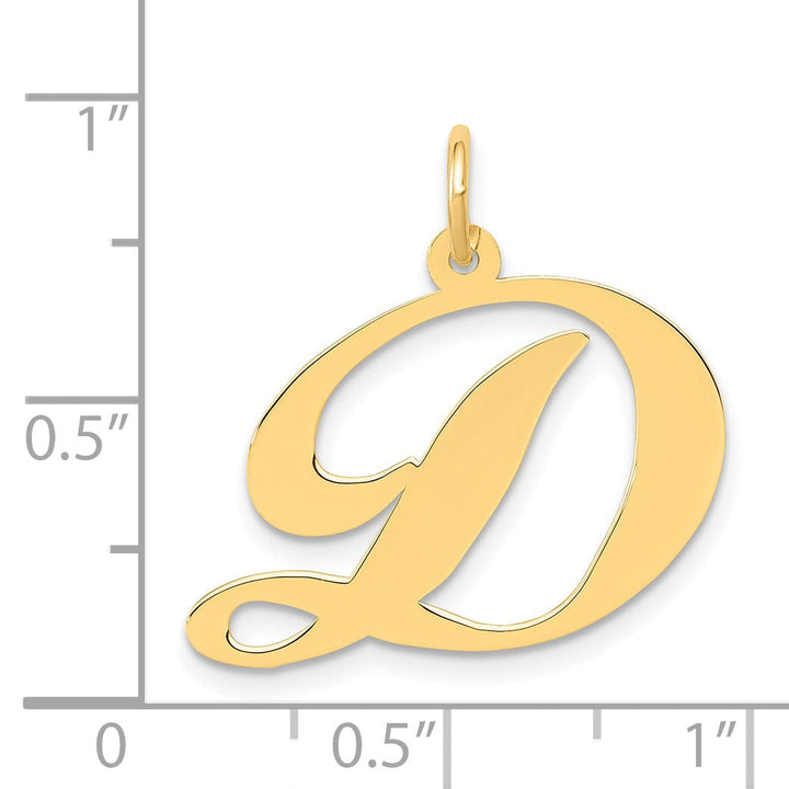 Lovely Rita's Pendants & Charms 14K Yellow Gold Large Size Fancy Script Letter D Initial Charm Pendant