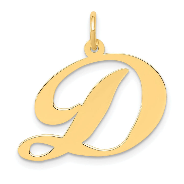 Lovely Rita's Pendants & Charms 14K Yellow Gold Large Size Fancy Script Letter D Initial Charm Pendant