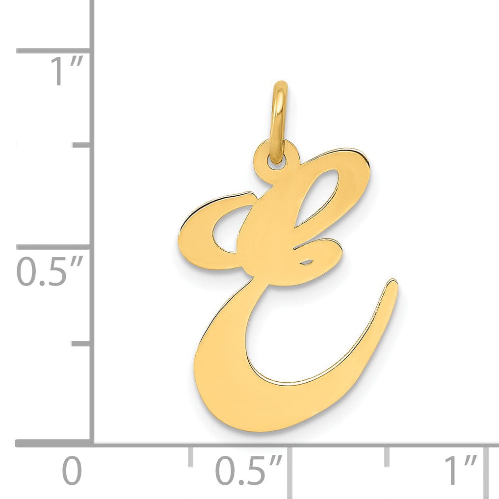 Lovely Rita's Pendants & Charms 14K Yellow Gold Large Size Fancy Script Letter E Initial Charm Pendant