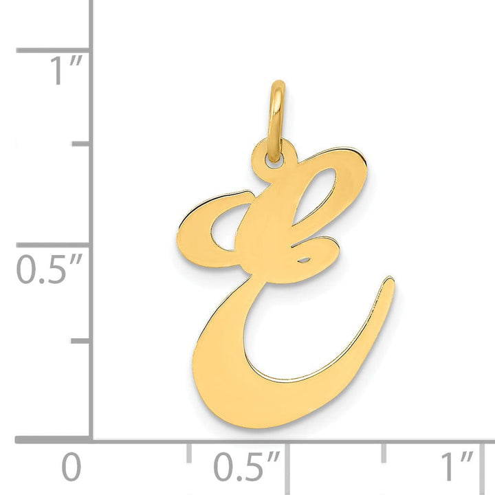 Lovely Rita's Pendants & Charms 14K Yellow Gold Large Size Fancy Script Letter E Initial Charm Pendant