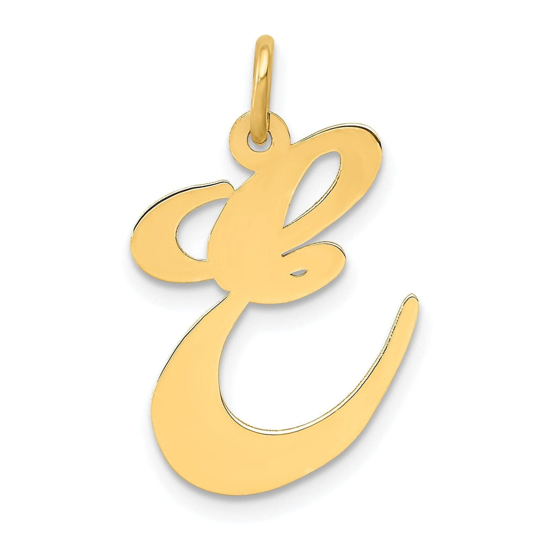 Lovely Rita's Pendants & Charms 14K Yellow Gold Large Size Fancy Script Letter E Initial Charm Pendant