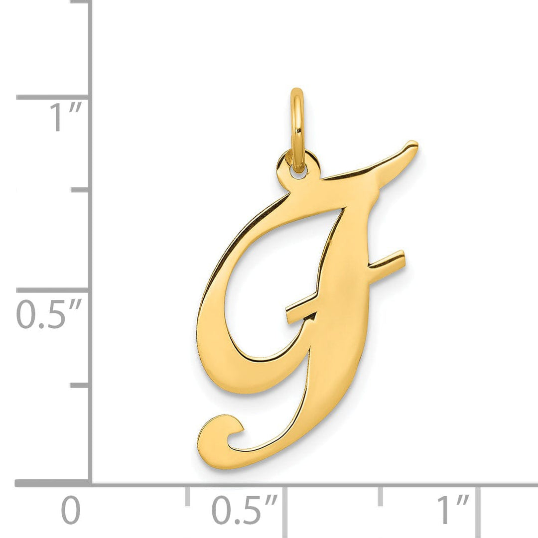 Lovely Rita's Pendants & Charms 14K Yellow Gold Large Size Fancy Script Letter F Initial Charm Pendant