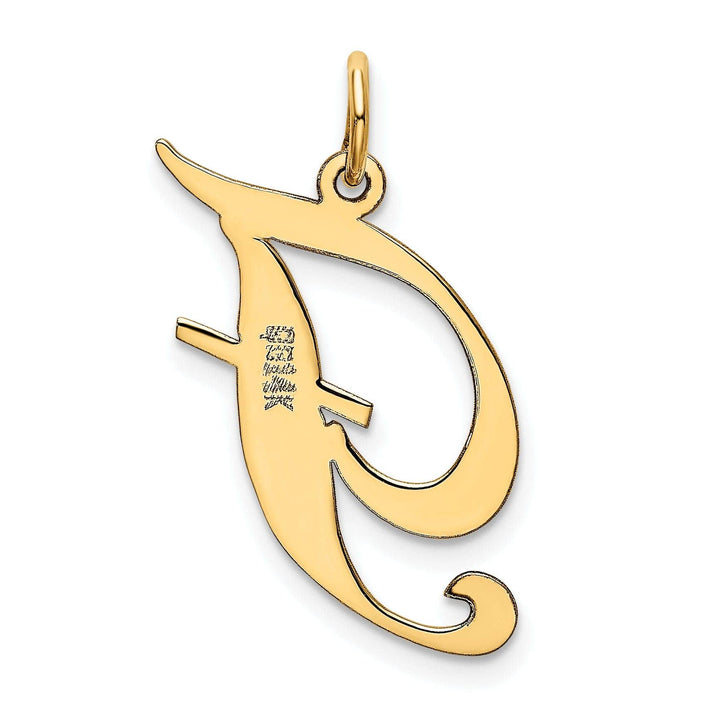 Lovely Rita's Pendants & Charms 14K Yellow Gold Large Size Fancy Script Letter F Initial Charm Pendant