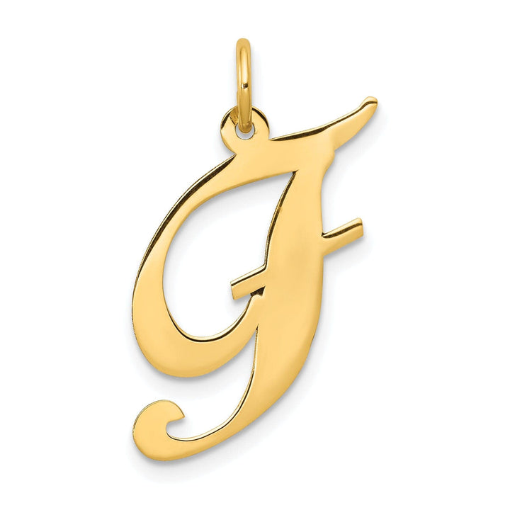 Lovely Rita's Pendants & Charms 14K Yellow Gold Large Size Fancy Script Letter F Initial Charm Pendant