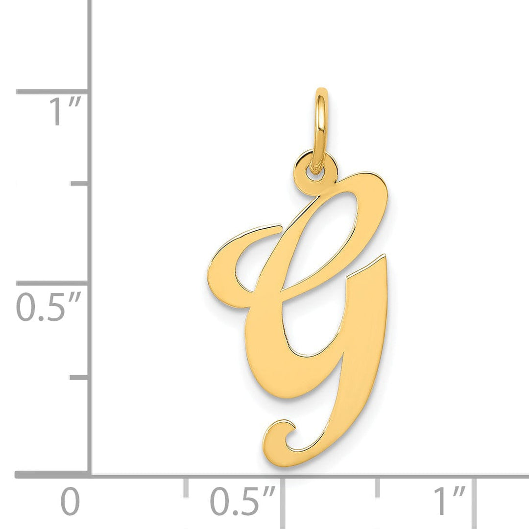 Lovely Rita's Pendants & Charms 14K Yellow Gold Large Size Fancy Script Letter G Initial Charm Pendant