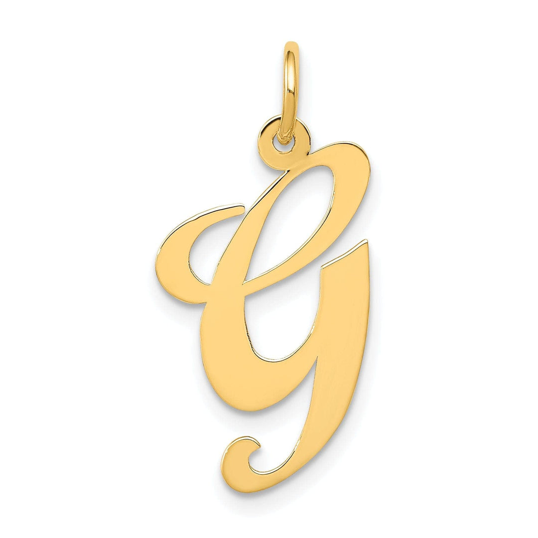 Lovely Rita's Pendants & Charms 14K Yellow Gold Large Size Fancy Script Letter G Initial Charm Pendant