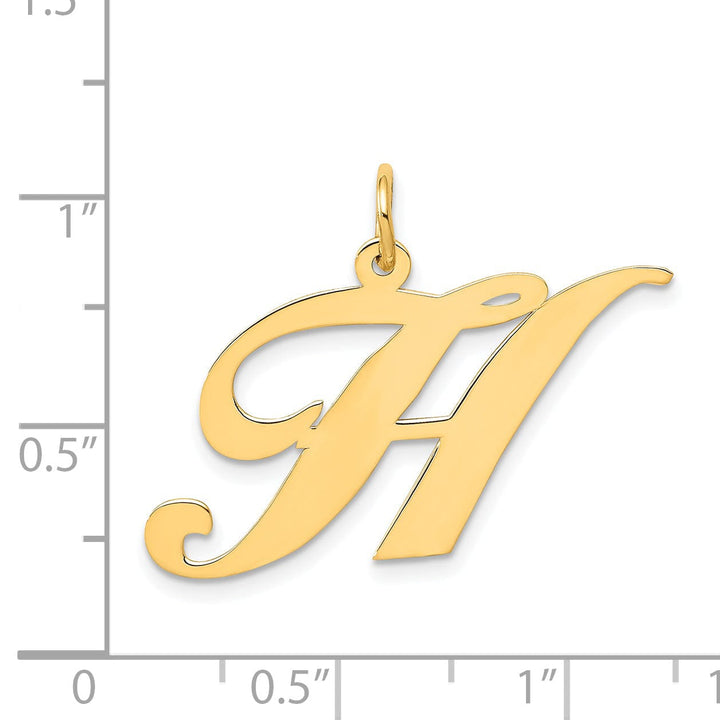 Lovely Rita's Pendants & Charms 14K Yellow Gold Large Size Fancy Script Letter H Initial Charm Pendant