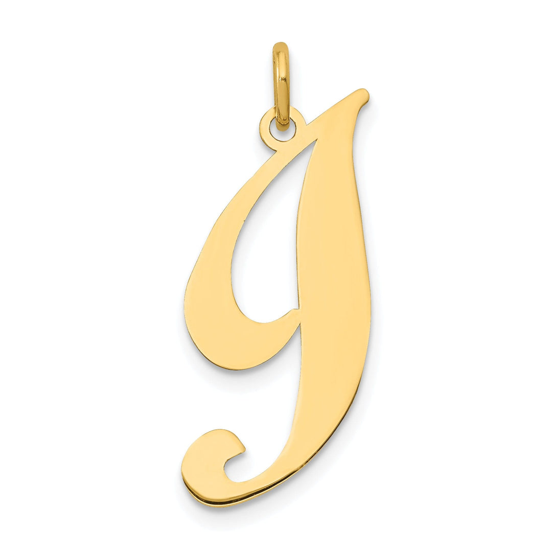 Lovely Rita's Pendants & Charms 14K Yellow Gold Large Size Fancy Script Letter I Initial Charm Pendant