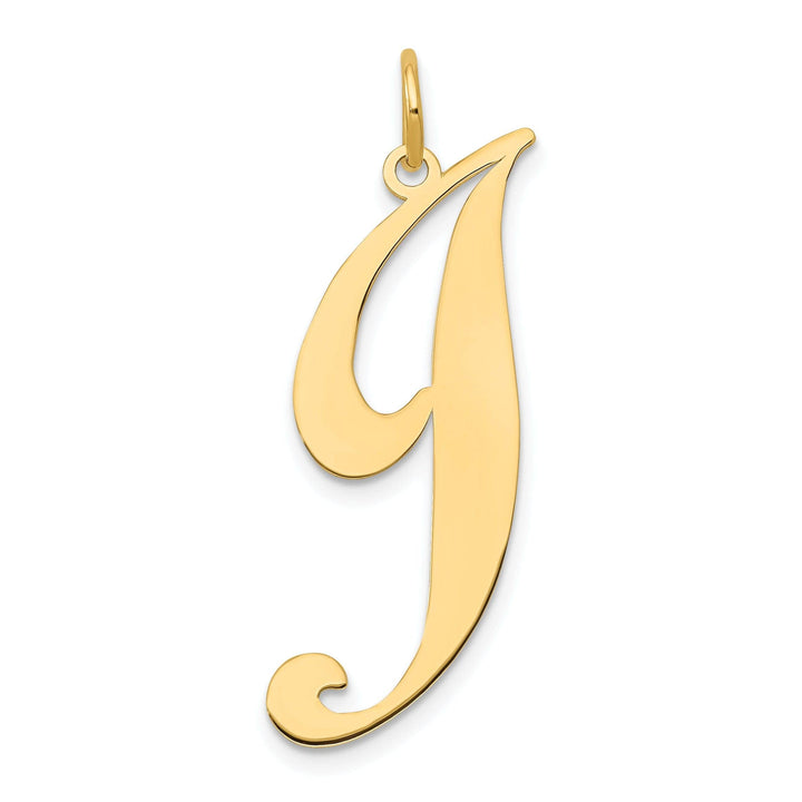 Lovely Rita's Pendants & Charms 14K Yellow Gold Large Size Fancy Script Letter J Initial Charm Pendant