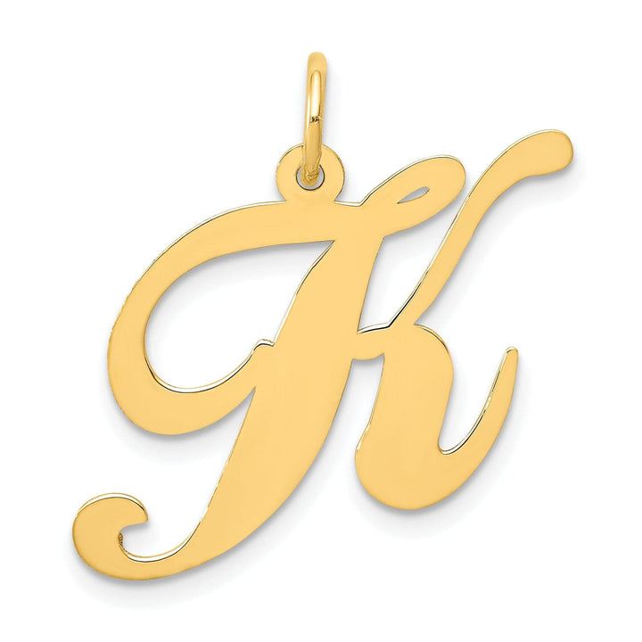 Lovely Rita's Pendants & Charms 14K Yellow Gold Large Size Fancy Script Letter K Initial Charm Pendant