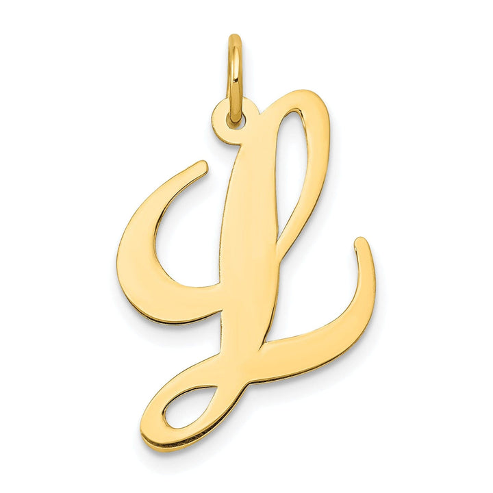 Lovely Rita's Pendants & Charms 14K Yellow Gold Large Size Fancy Script Letter L Initial Charm Pendant