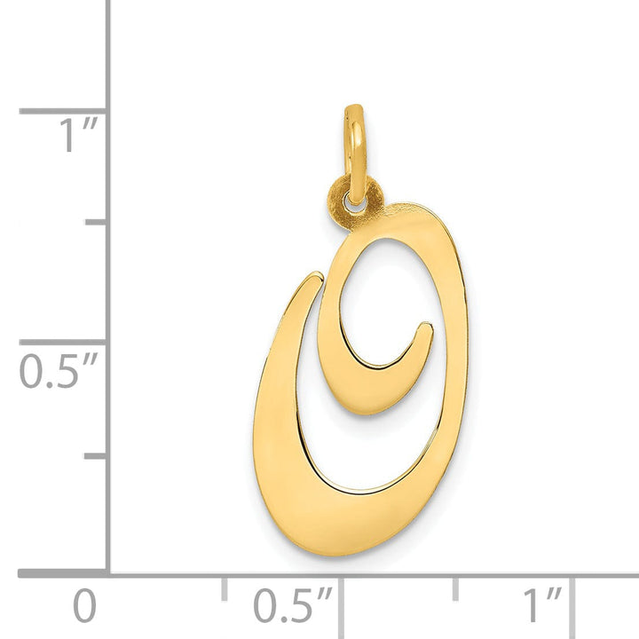 Lovely Rita's Pendants & Charms 14K Yellow Gold Large Size Fancy Script Letter O Initial Charm Pendant