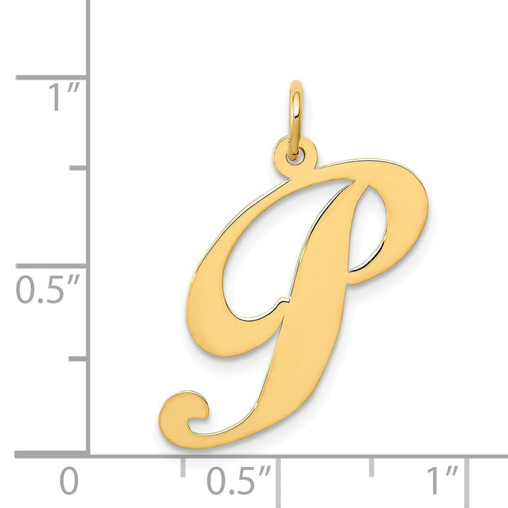 Lovely Rita's Pendants & Charms 14K Yellow Gold Large Size Fancy Script Letter P Initial Charm Pendant