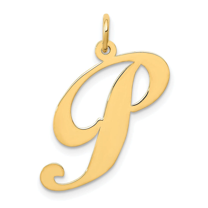 Lovely Rita's Pendants & Charms 14K Yellow Gold Large Size Fancy Script Letter P Initial Charm Pendant
