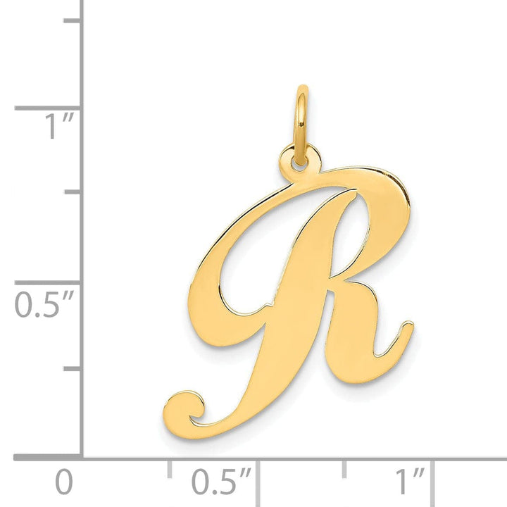 Lovely Rita's Pendants & Charms 14K Yellow Gold Large Size Fancy Script Letter R Initial Charm Pendant